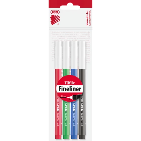 Rostirón, tűfilc vízbázisú, 0,5mm, kerek test, Tinten Pen Ico, 4 klf.szín