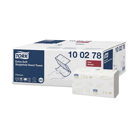 Tork Extra Soft Singlefold H3 kéztörlő, 2 rétegű, Z hajtogatású, hófehér papír – 200 lap/csomag, 15 csomag/karton