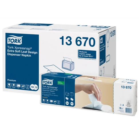 Szalvéta adagolóba 500 lap/csomag 8 csomag/karton fehér levélmintás Extra Soft Xpressnap® Tork_13670