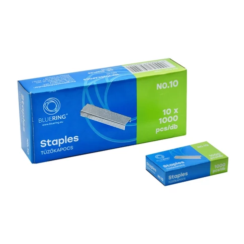 Bluering NO.10 tűzőkapocs, 1000 db-os doboz – mini és asztali tűzőgépekhez, rozsdamentes kivitelben